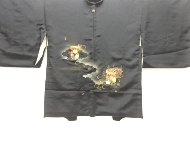 貝桶に花模様一ツ紋絵羽織